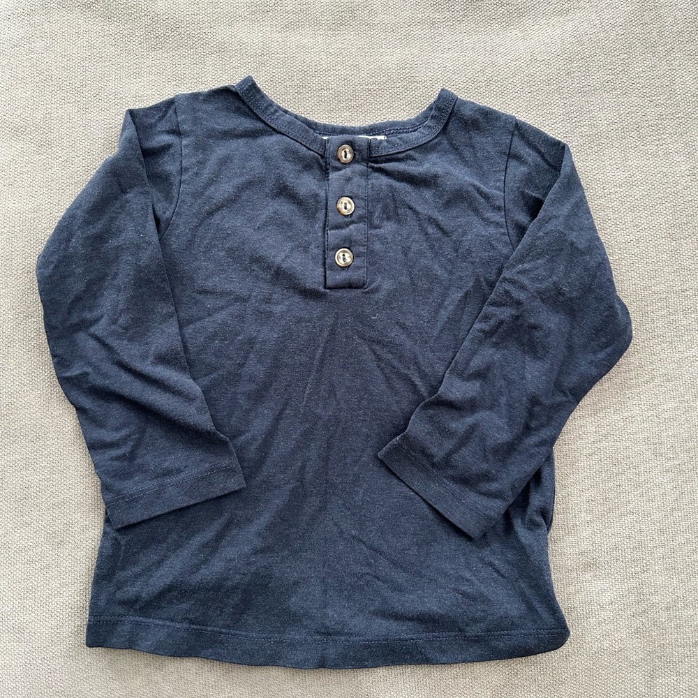 Haven Kids Navy Bamboo blend Henley 12/18m